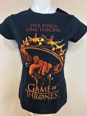 HBO Game of Thrones T-Shirt; Black; 'Five Kings One Throne'; Size: Small; NWT